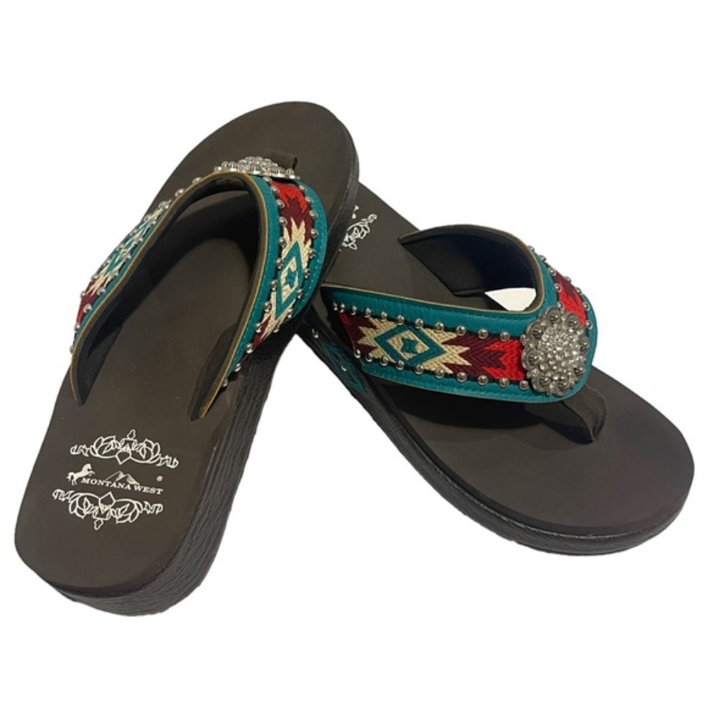 Montana‎ West ~ Concho Aztec Flip Flops ~ NWOT ~ 11 - Picture 7 of 9